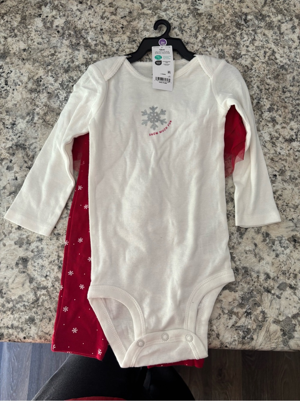 Carter's White & Red Snowflake Long-Sleeve Bodysuit Set